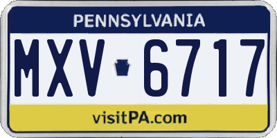 PA license plate MXV6717