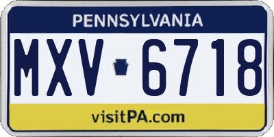 PA license plate MXV6718