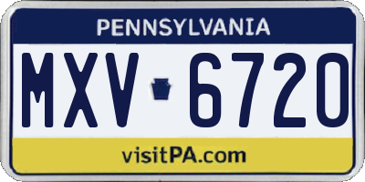 PA license plate MXV6720