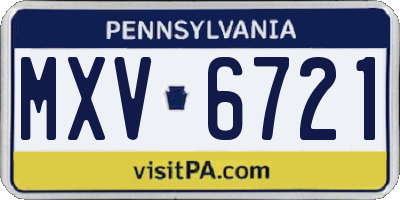 PA license plate MXV6721