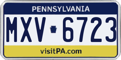 PA license plate MXV6723