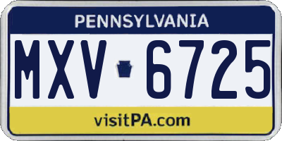 PA license plate MXV6725
