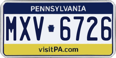 PA license plate MXV6726