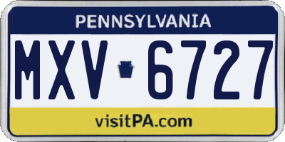 PA license plate MXV6727