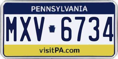 PA license plate MXV6734
