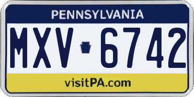 PA license plate MXV6742