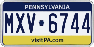 PA license plate MXV6744