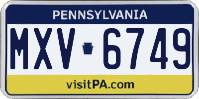 PA license plate MXV6749