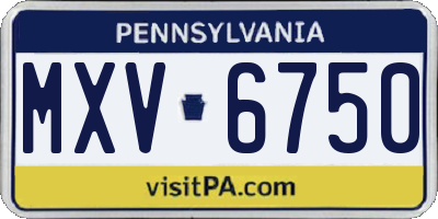 PA license plate MXV6750
