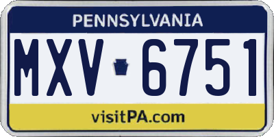 PA license plate MXV6751