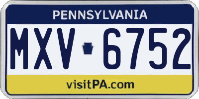 PA license plate MXV6752