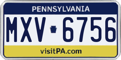 PA license plate MXV6756