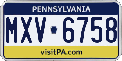 PA license plate MXV6758