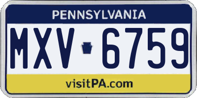 PA license plate MXV6759