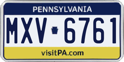 PA license plate MXV6761