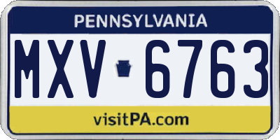 PA license plate MXV6763