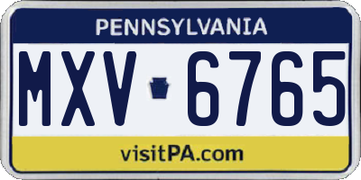 PA license plate MXV6765
