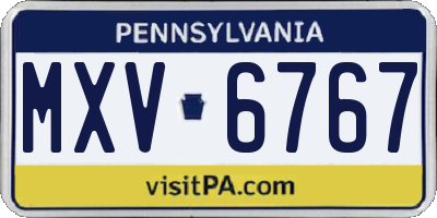 PA license plate MXV6767