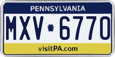 PA license plate MXV6770