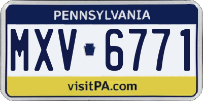 PA license plate MXV6771