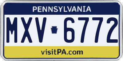 PA license plate MXV6772