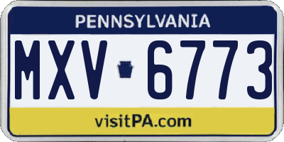 PA license plate MXV6773