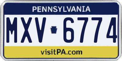 PA license plate MXV6774