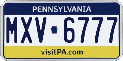 PA license plate MXV6777