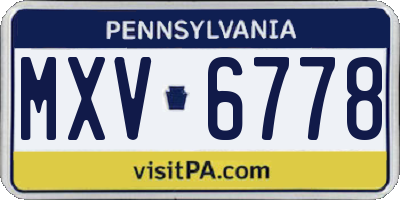 PA license plate MXV6778