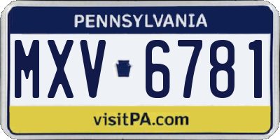 PA license plate MXV6781