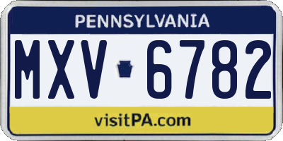 PA license plate MXV6782