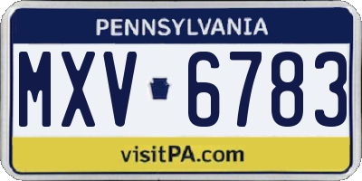 PA license plate MXV6783