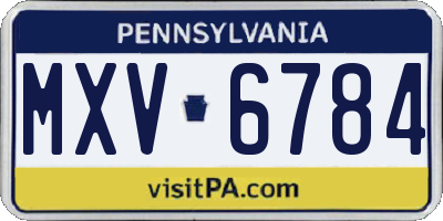 PA license plate MXV6784