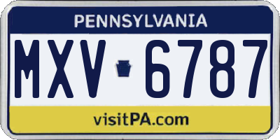 PA license plate MXV6787