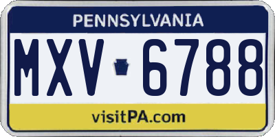 PA license plate MXV6788