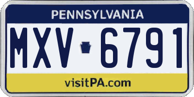 PA license plate MXV6791