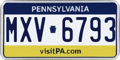 PA license plate MXV6793