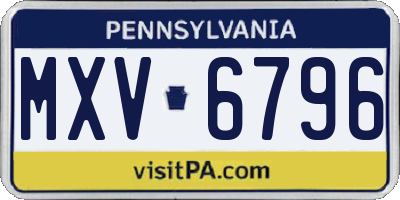 PA license plate MXV6796