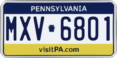 PA license plate MXV6801
