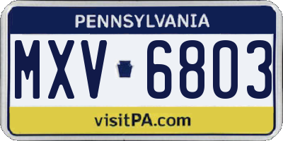 PA license plate MXV6803