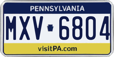 PA license plate MXV6804