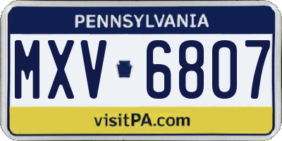 PA license plate MXV6807