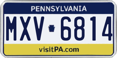 PA license plate MXV6814