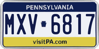 PA license plate MXV6817