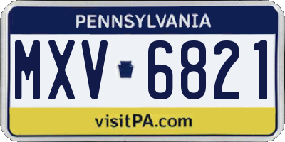 PA license plate MXV6821