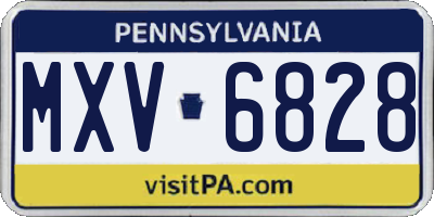 PA license plate MXV6828