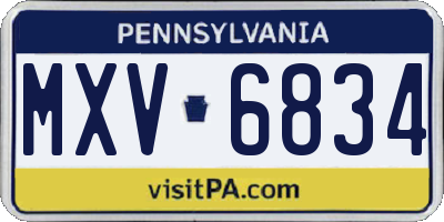 PA license plate MXV6834