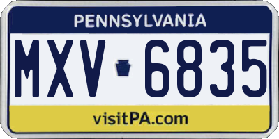 PA license plate MXV6835