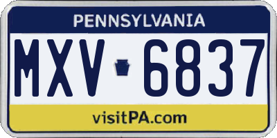 PA license plate MXV6837
