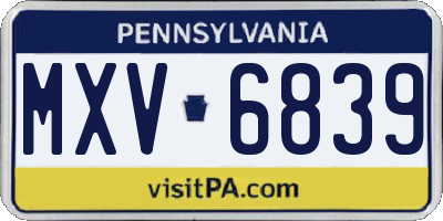 PA license plate MXV6839